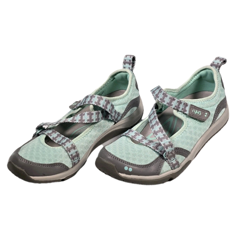 Ryka Kailee Adjustable Strap Mary Jane Mint Green & Gray Womens Shoes Size 7.5 M